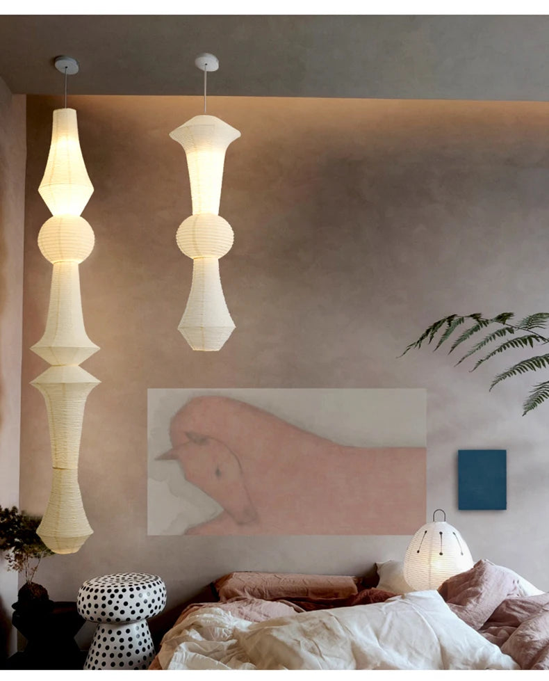 Nordic Wabi Sabi Wind Rice Paper Led Pendant Lights