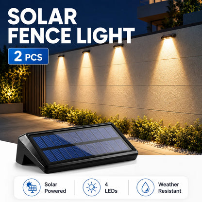2 Pack Solar Wall Lights 4 LED Solar Fence Lights Outdoor