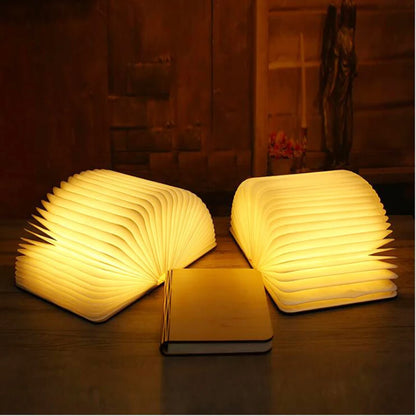 LED Foldable Book Light Creative Wooden Luminous Book