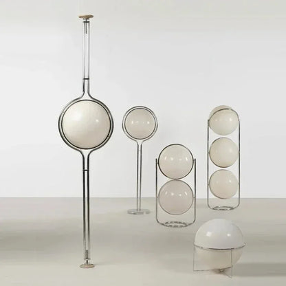 Nordic Floor Lamp Chrome Metal White Acrylic Ball Lamp