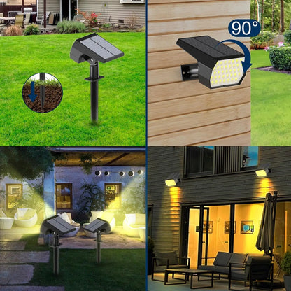 Solar Spot Lights Outdoor 74 LED 3 Colors 2-in-1 Solar Landscape