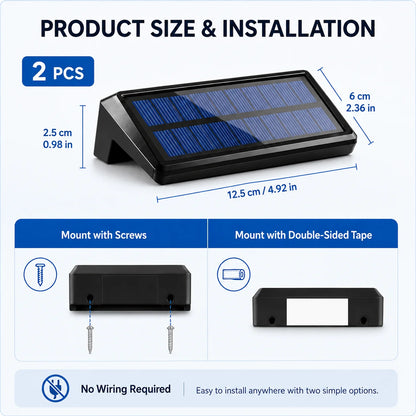 2 Pack Solar Wall Lights 4 LED Solar Fence Lights Outdoor