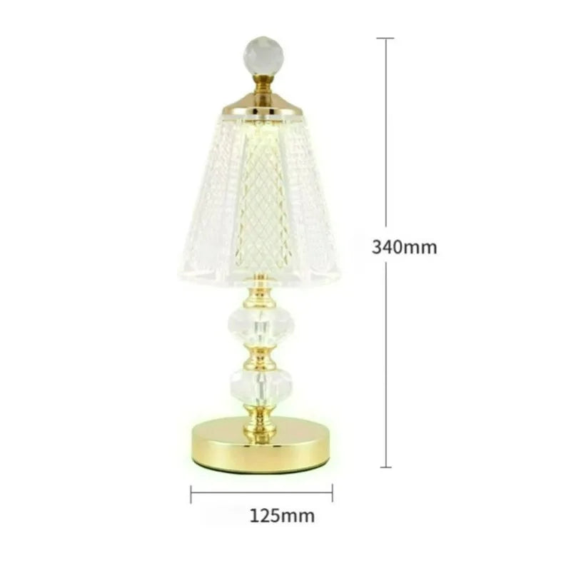 Retro Rechargeable Led Light Crystal Wireless Table Lamp