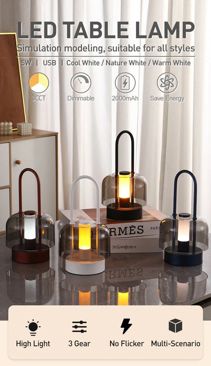 Modern Retro Nordic Desk Lamp Rechargeable Indoor Table Lamp