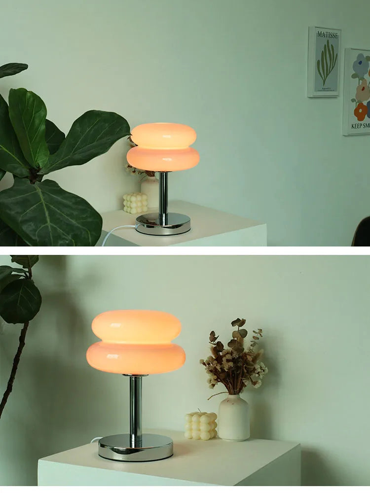 Macaron Glass Table Lamp Trichromatic Dimming Living Room