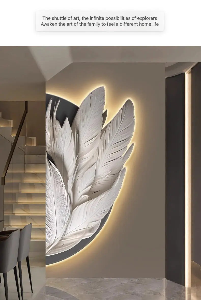 Family Entrance Feather Mural Lamp Modern Lamp
