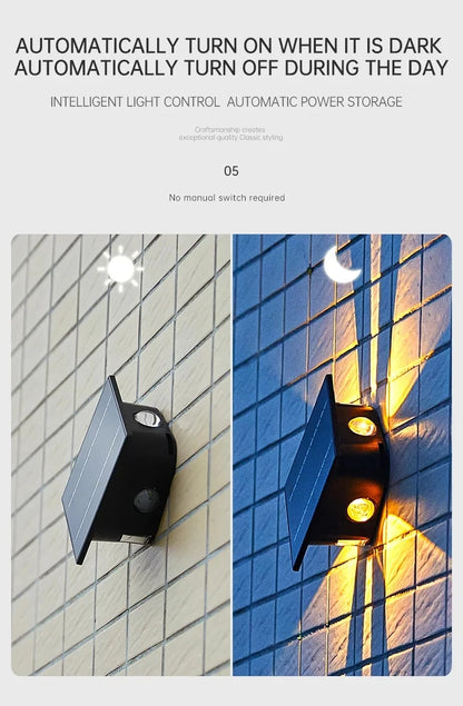 Outdoor LED Solar Wall Light ABS Garden Decoration Wall Light