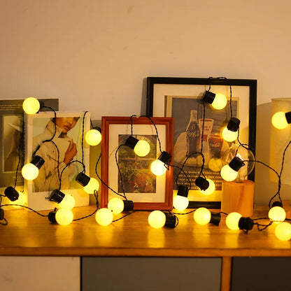Outdoor Solar Lights White Bulbs String Lights For Garden