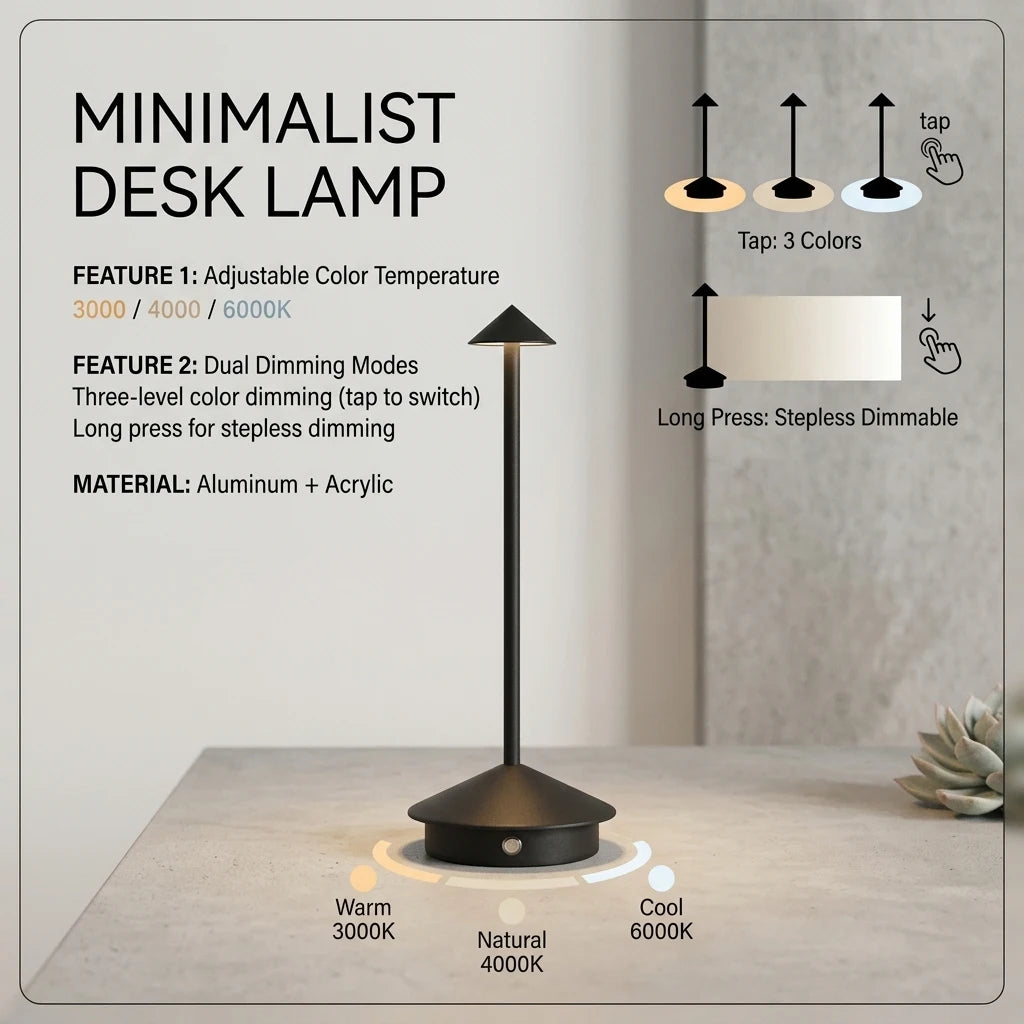 Rechargeable LED Table Light Wireless Desk Night Bedside Lamp