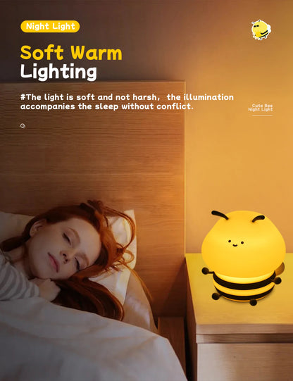 LED Night Lights Bee Colorful Rechargeable Decor Light Kids Gifts