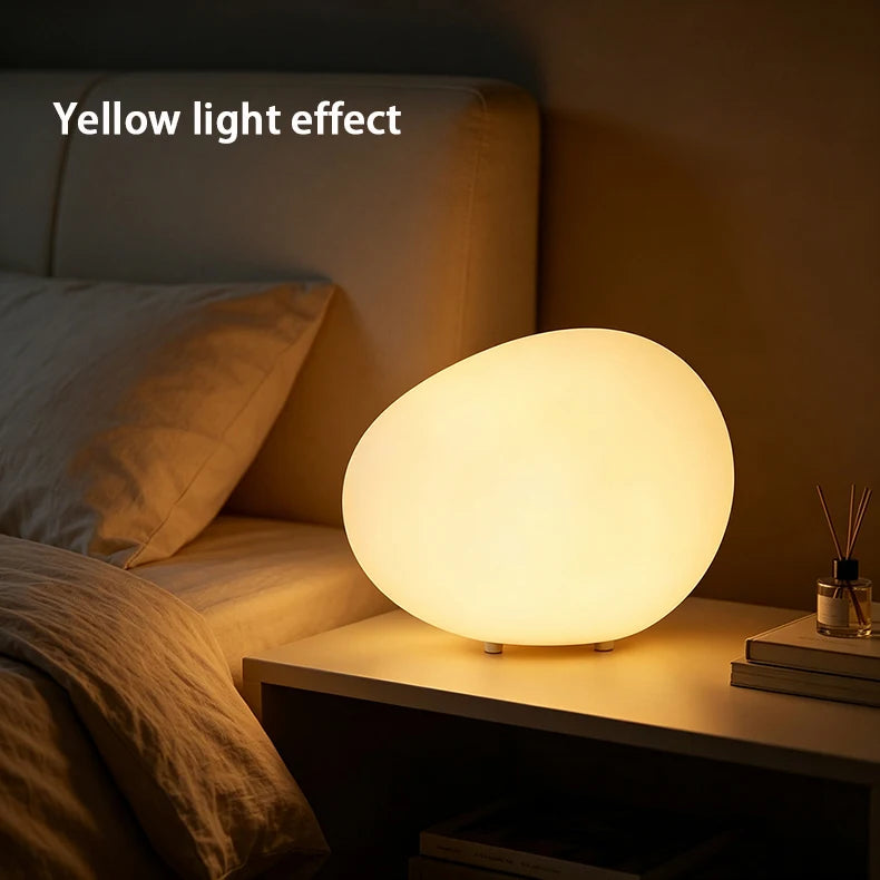 Round Stone-Shaped Modern Bedroom Study Atmosphere Desk Lamp