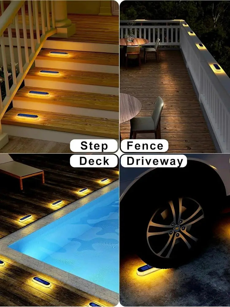 Solar Deck Lights IP68 Waterproof Outdoor Auto On/Off Lighting