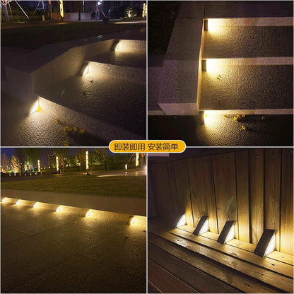 Solar powered staircase step lights, outdoor waterproof