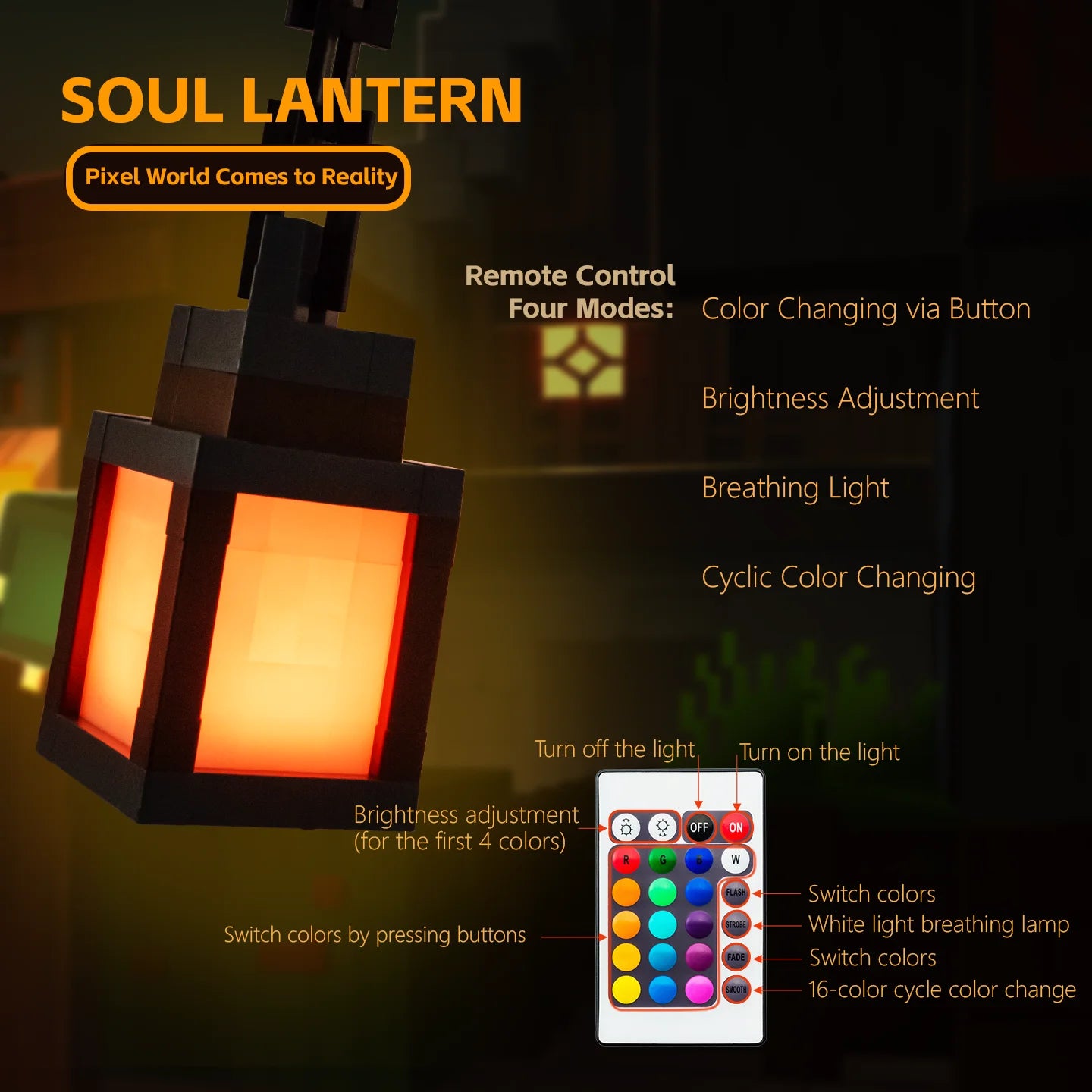 Pixel Style Night Light Portable Lantern Tabletop Ornament