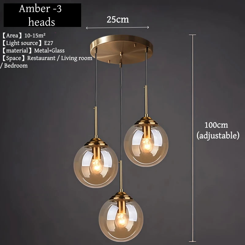 Modern Luxury Metal Chandelier Nordic Creative LED Glass