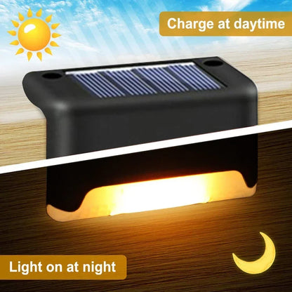 Warm White LED Solar Step Lamp Path Stair Outdoor Garden Lights