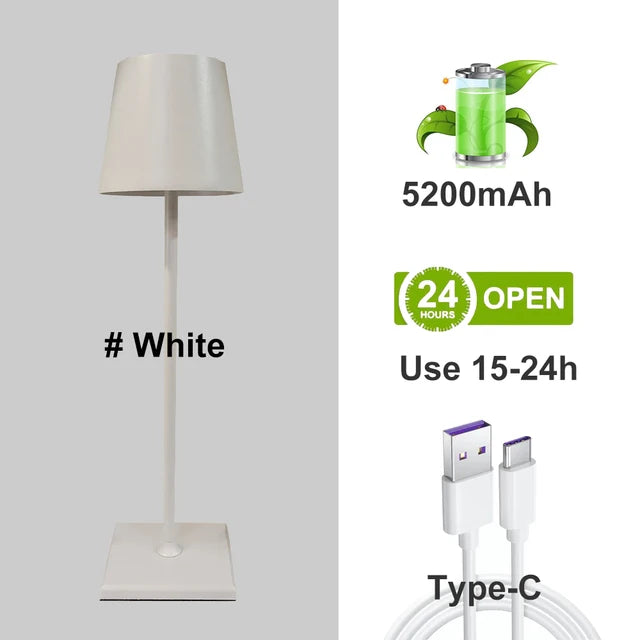 5200mAh USB Aluminum Alloy Desk Lamp LED Rechargeable