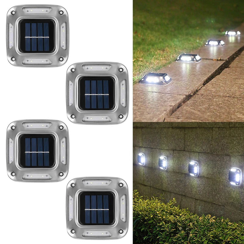 4PCS Solar Dock Lights 8LEDs Deck Driveway Light Outdoor