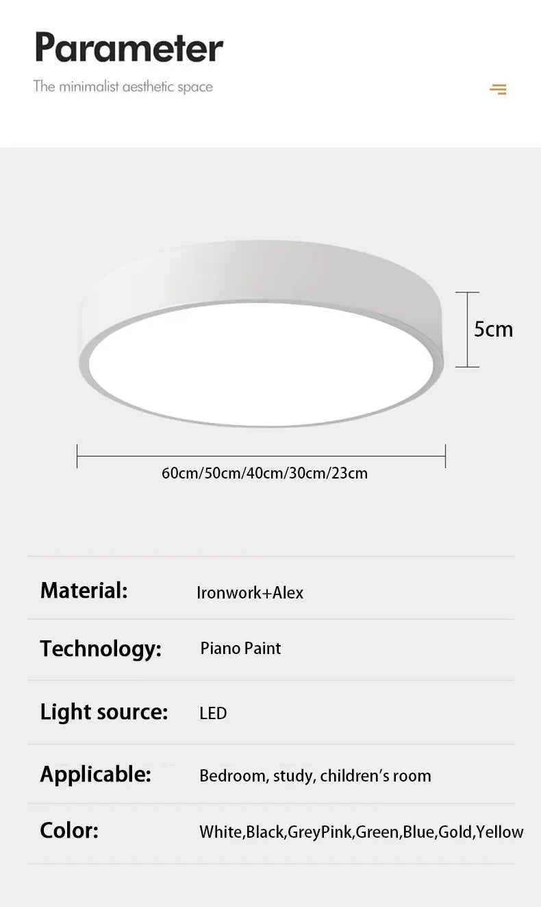 LED Nordic Ceiling Light Circular Grain Macaron Lamp