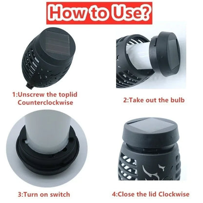 Solar Flame Torch Lights Flickering Light Waterproof Lamps