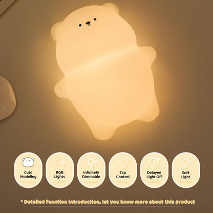 Cute Silicone Night Lamp Lying Flat Bear Desktop Decorative