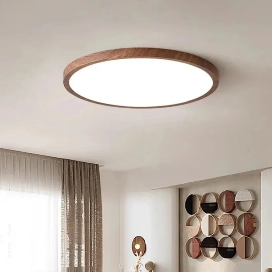 Modern LED Ceiling Light Circular Ultrathin Wood Grain