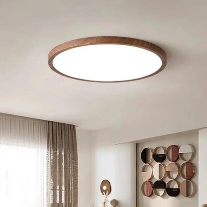 Modern LED Ceiling Light Circular Ultrathin Wood Grain