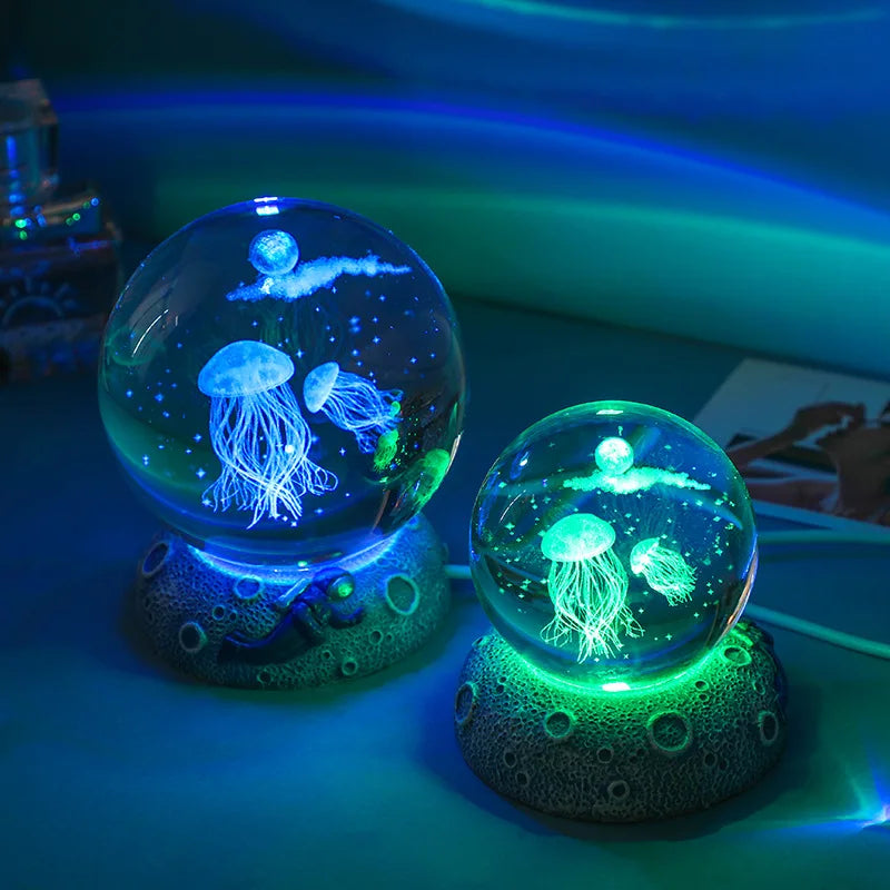New Crystal Ball Night Light Ornament Luminous Resin Base Glass