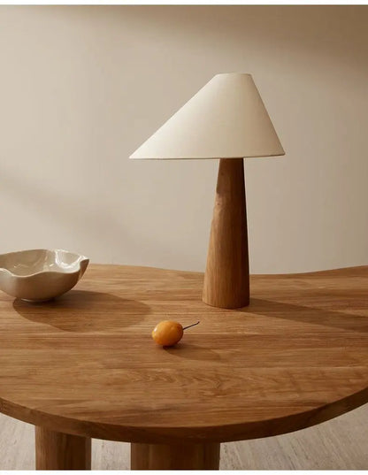 Wabi Sabi Zen Solid Oak Wood Conical Floor Lamp