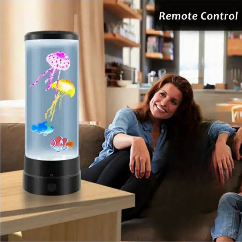 7 Color LED Fantasy Jellyfish Lava Lamp Round Jellyfish