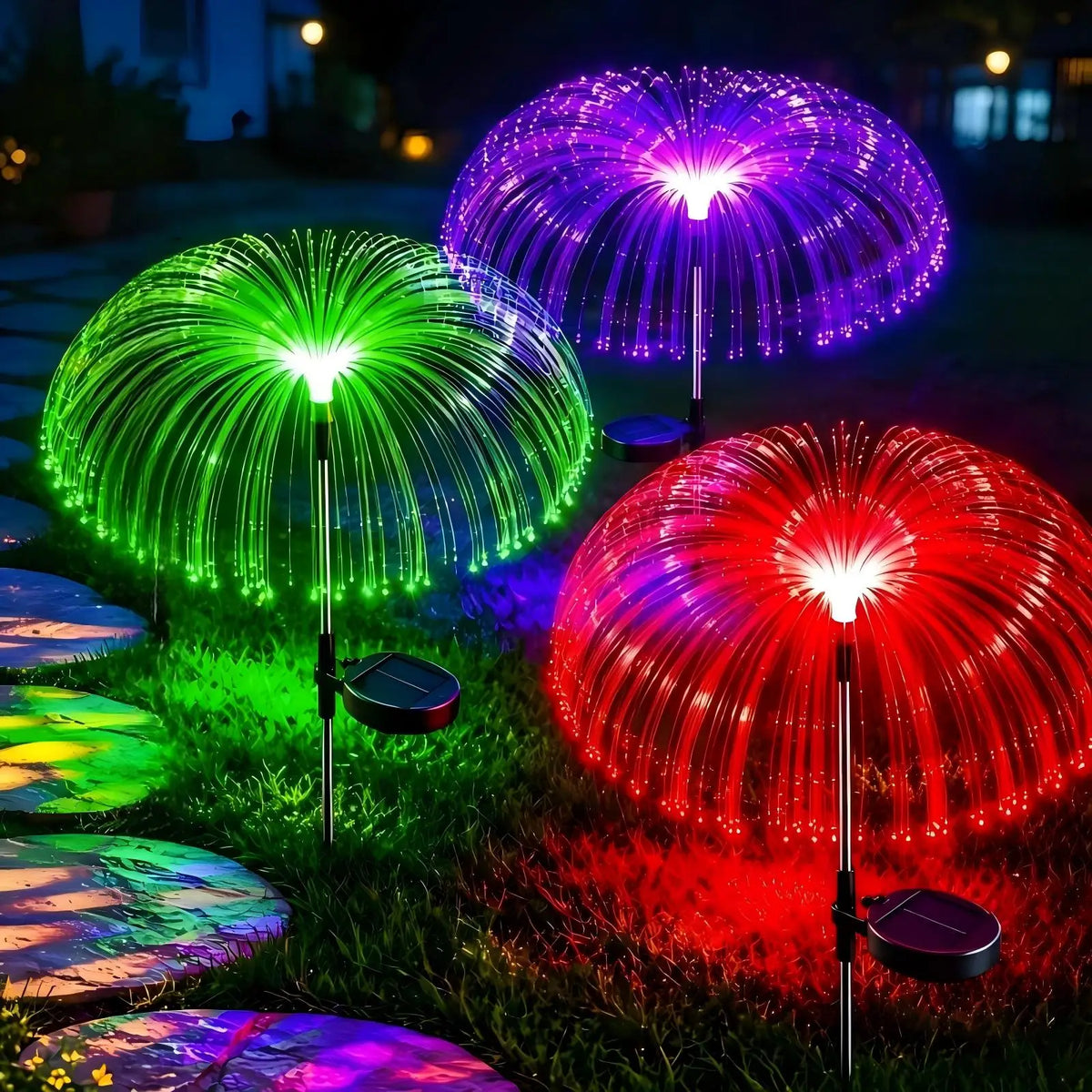 Modern Stylish Jellyfish Solar Fiber Optic Garden Stake