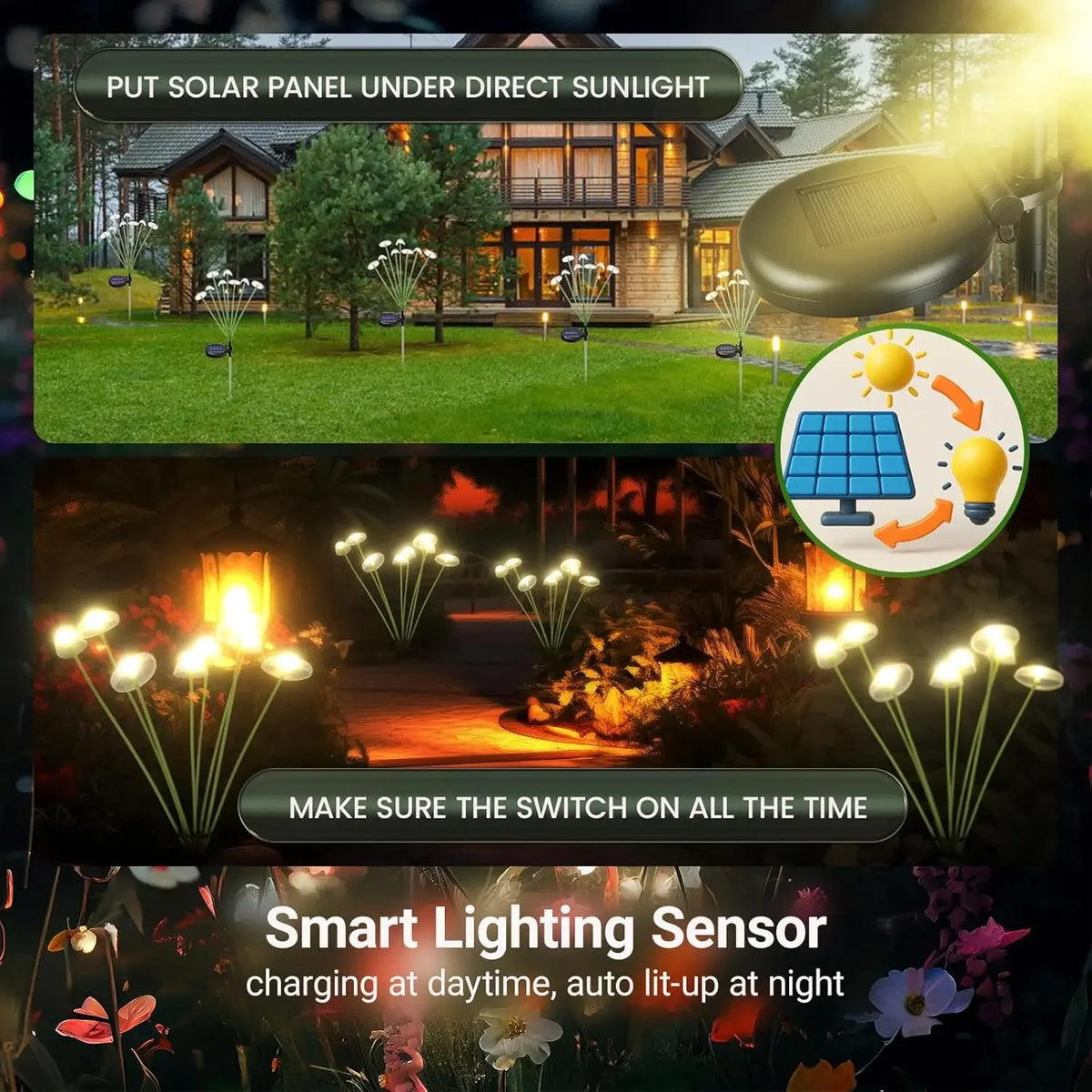 1pc Solar Mushroom Lights Dual Mode LED Waterproof Outdoor