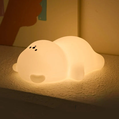 Cute Silicone Night Lamp Lying Flat Bear Desktop Decorative