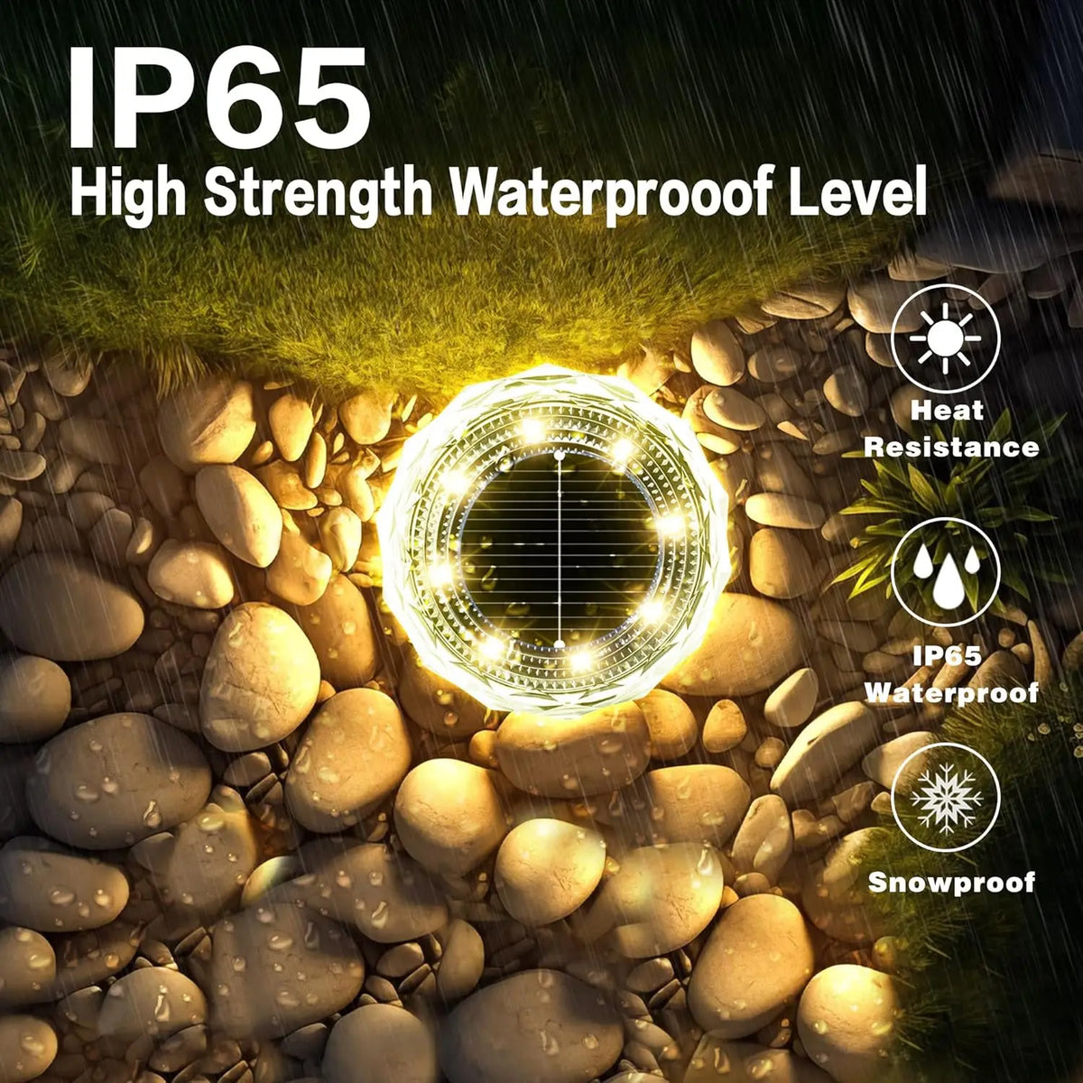 Solar Lights Outdoor Waterproof 8 LED Solar Ground Light