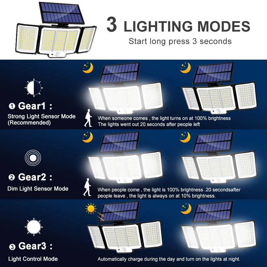 Solar Light Outdoor 328/348 LED Integrated Super Bright Motion