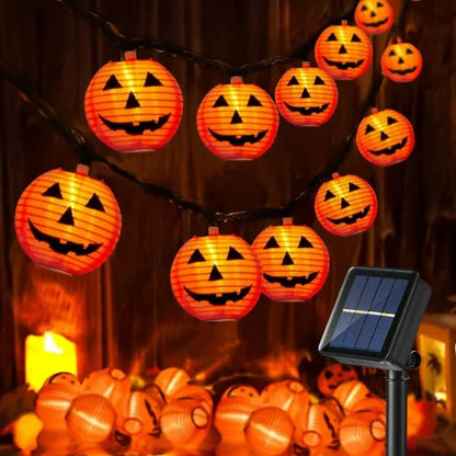 Halloween Pumpkin Lantern Solar String Lights Outdoor