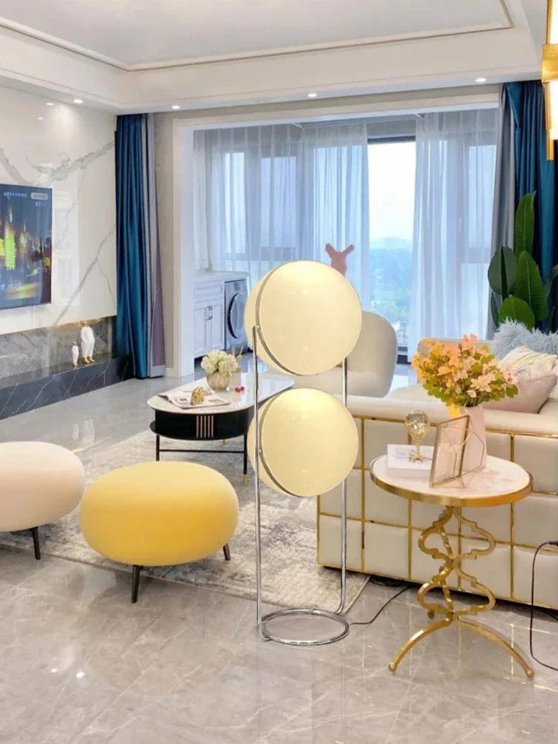 Garrault  Delord Floor Lamp Chrome Metal White Acrylic Ball