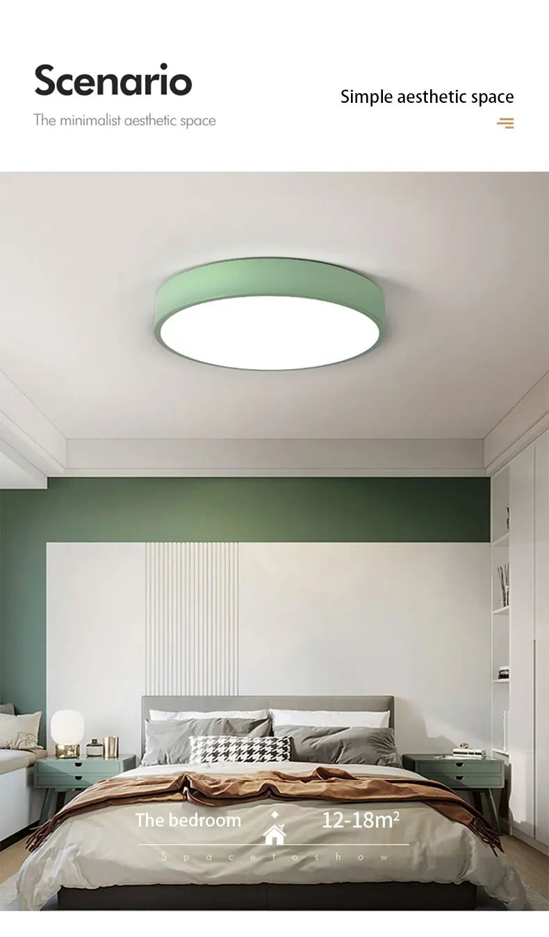 LED Nordic Ceiling Light Circular Grain Macaron Lamp