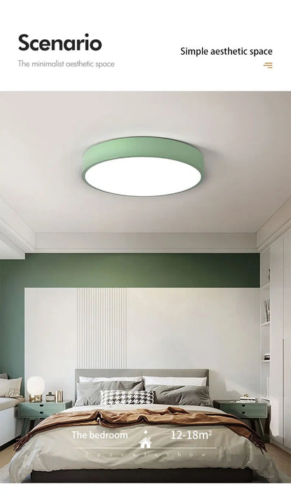 LED Nordic Ceiling Light Circular Grain Macaron Lamp