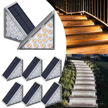 Solar powered staircase step lights, outdoor waterproof