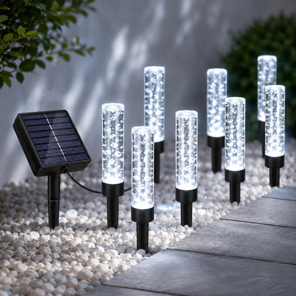 Solar Garden Lights Bubble Stick Pathway Stake Lights