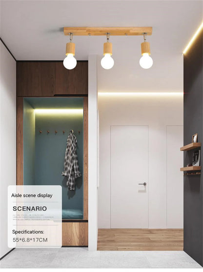 Wooden Spotlights Surface Mounted Household LED Rotating