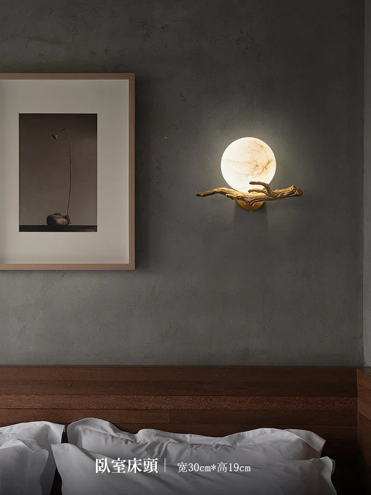 Italian Marble Waterproof Wall Lamp Brass LED Porch Light