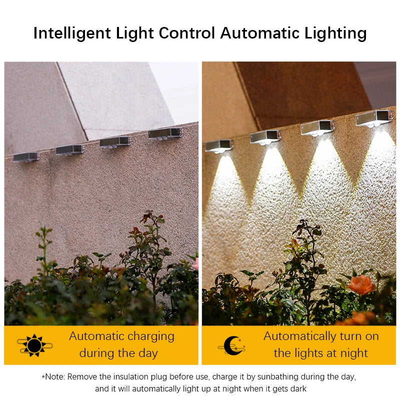 4 Pieces Solar LED Lights, Outdoor Lights Smart Light Sensor