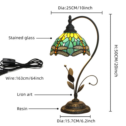Elegant Table Lamp Stained Glass Desk Reading Light