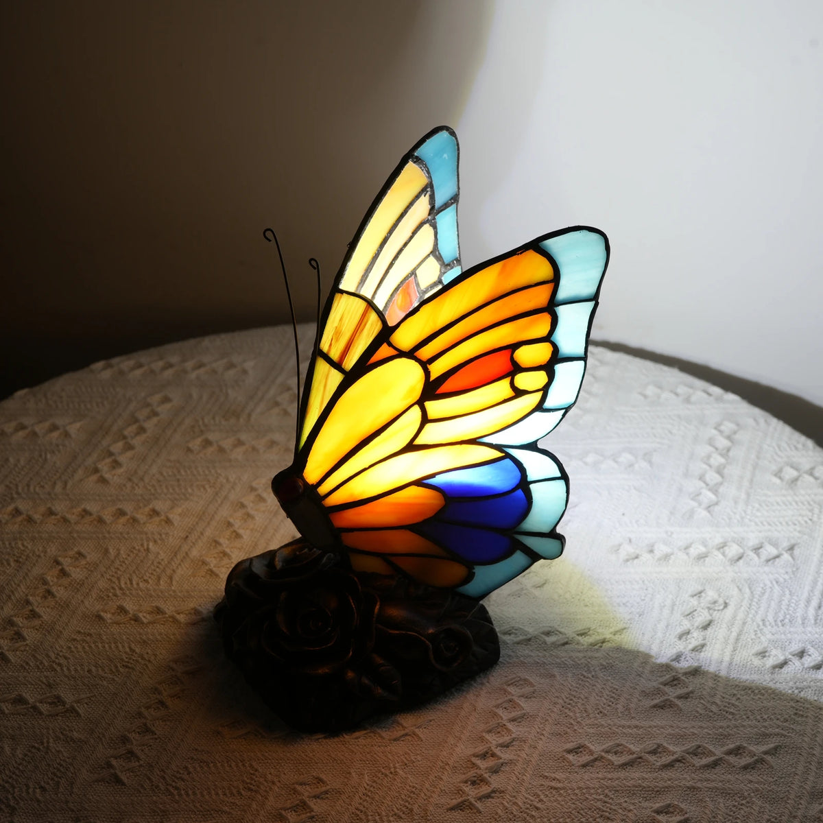 Tiffany Yellow Fairy Butterfly Nightstand Table Lamps