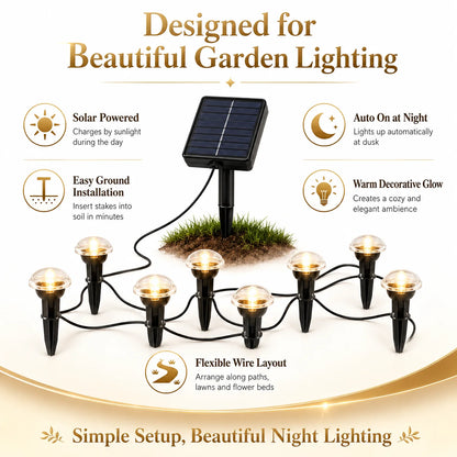 Solar Powered Ground Stake Pathway Lights Warm Glow Garden