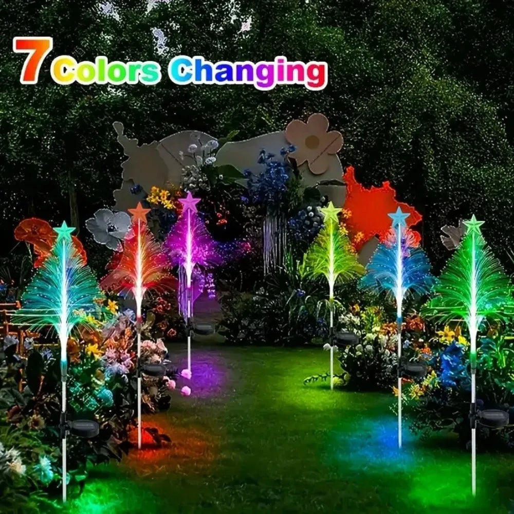 Solar 7-Color Changing Fiber Optic Christmas Tree Stake Lights