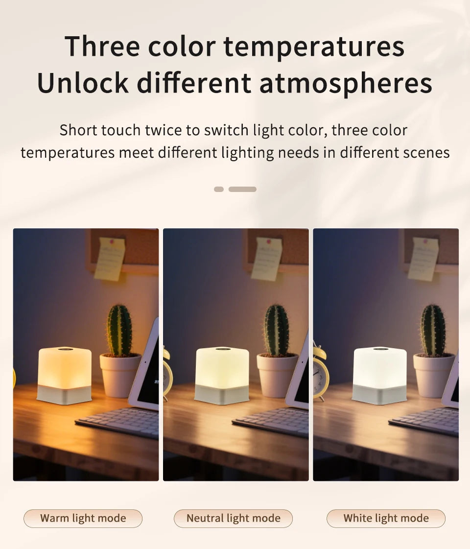 RGB White Led Table Lamp Rechargeable Bedroom Bedside