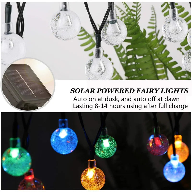 Solar String Lights Outdoor 200 Led Crystal Globe Lights